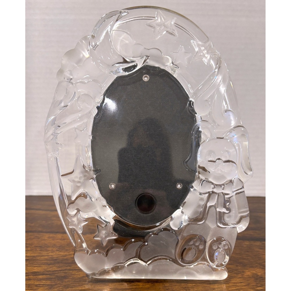 Gorham‎ Crystal Baby Photo Frame Teddy Bear Moon Stars Nursery Decor